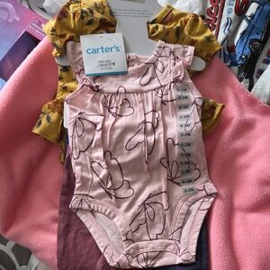 Carter's Pink and Purple Floral Baby Bodysuit